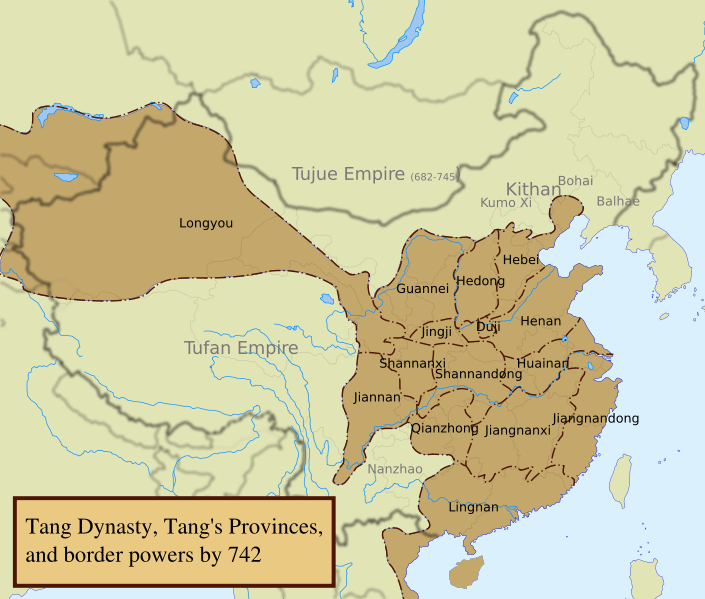 i confini dell'Impero Tang nel 732